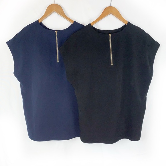 Express Bundle of (2) Crepe Boxy Fit Blouses - Picture 2 of 9